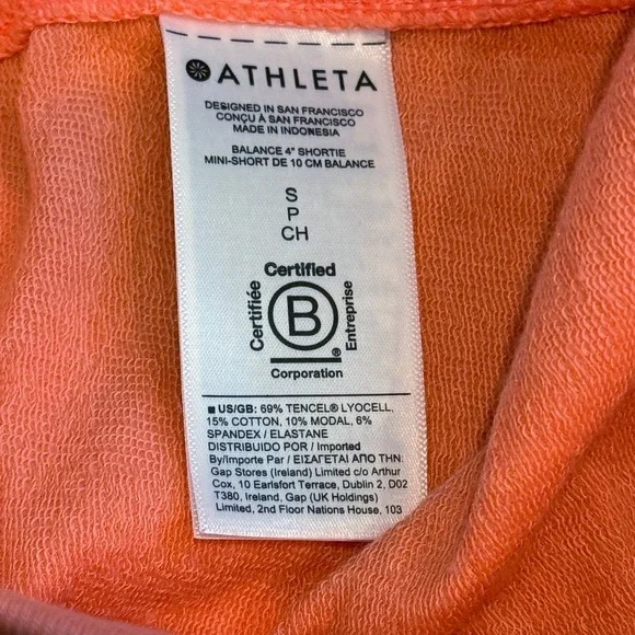 Athleta Shorts Womens Small Orange Balance 4 Inch Shortie Pockets Vaca Beach NEW - Picture 8 of 14